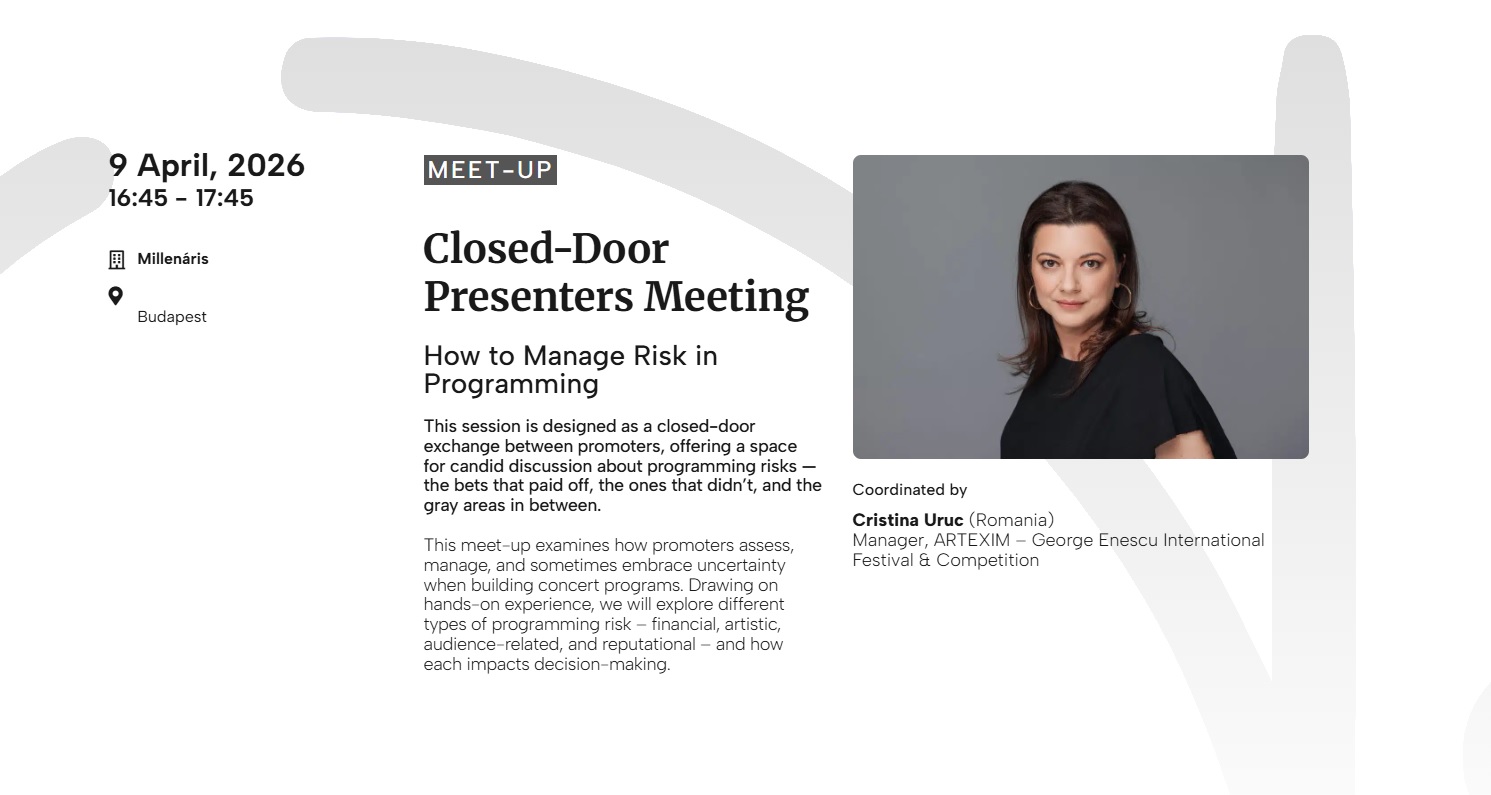 Cristina Uruc, manager Artexim, va coordona o prezentare în cadrul Classical:NEXT 2026